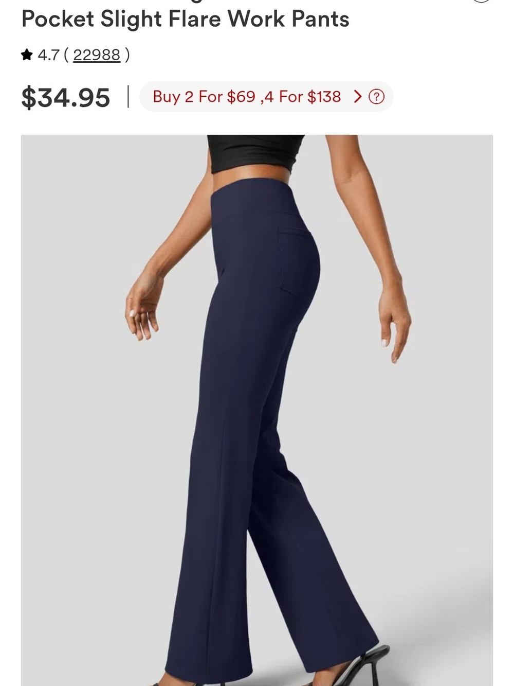 Halara Pocket Slight Flare Work Pants — Navy